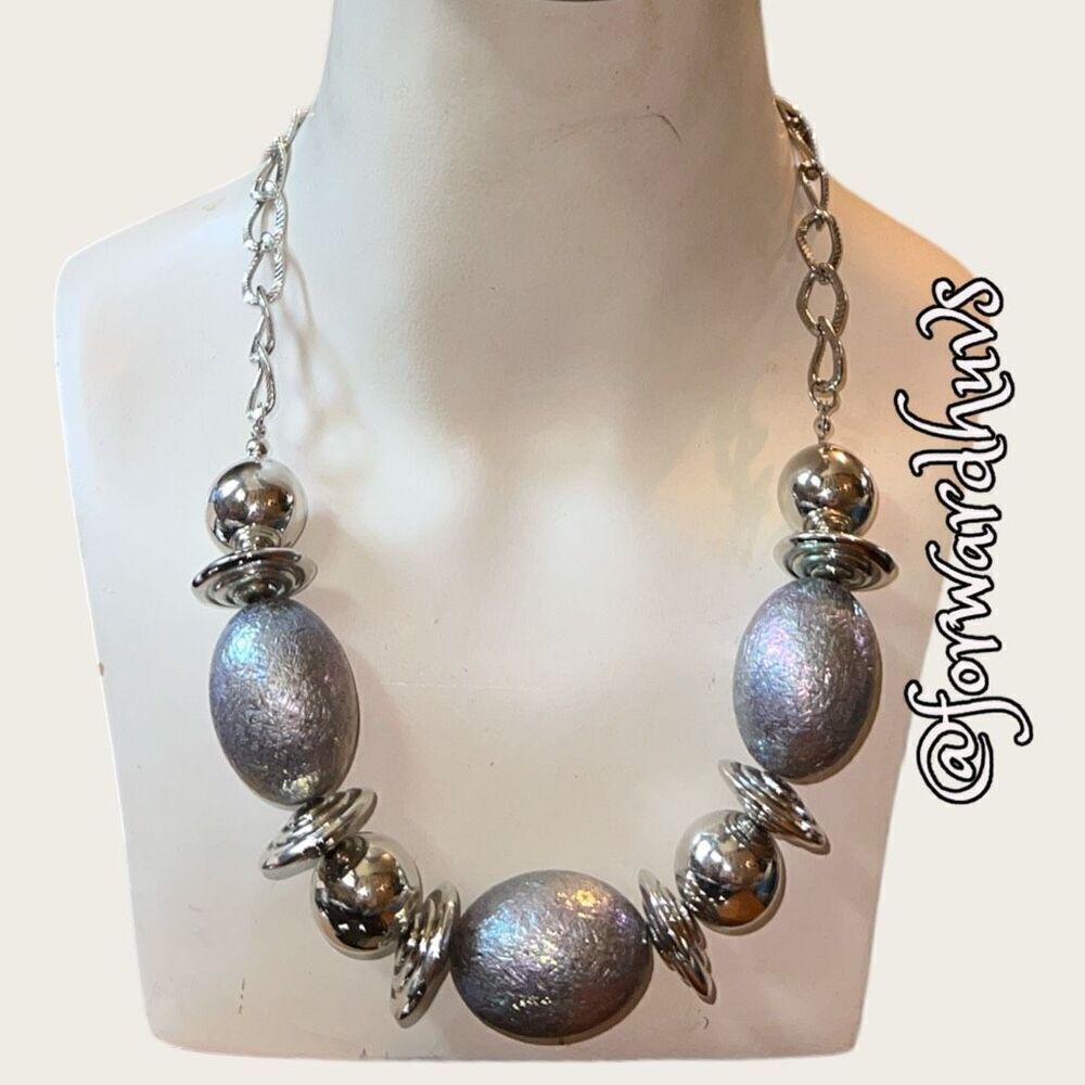 Bundle Sale 3 for $15 | Iridescent Bead & Silver Tone Necklace